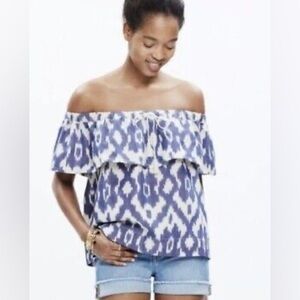 Like New Madewell Balcony Off-the-Shoulder Top in Ikat